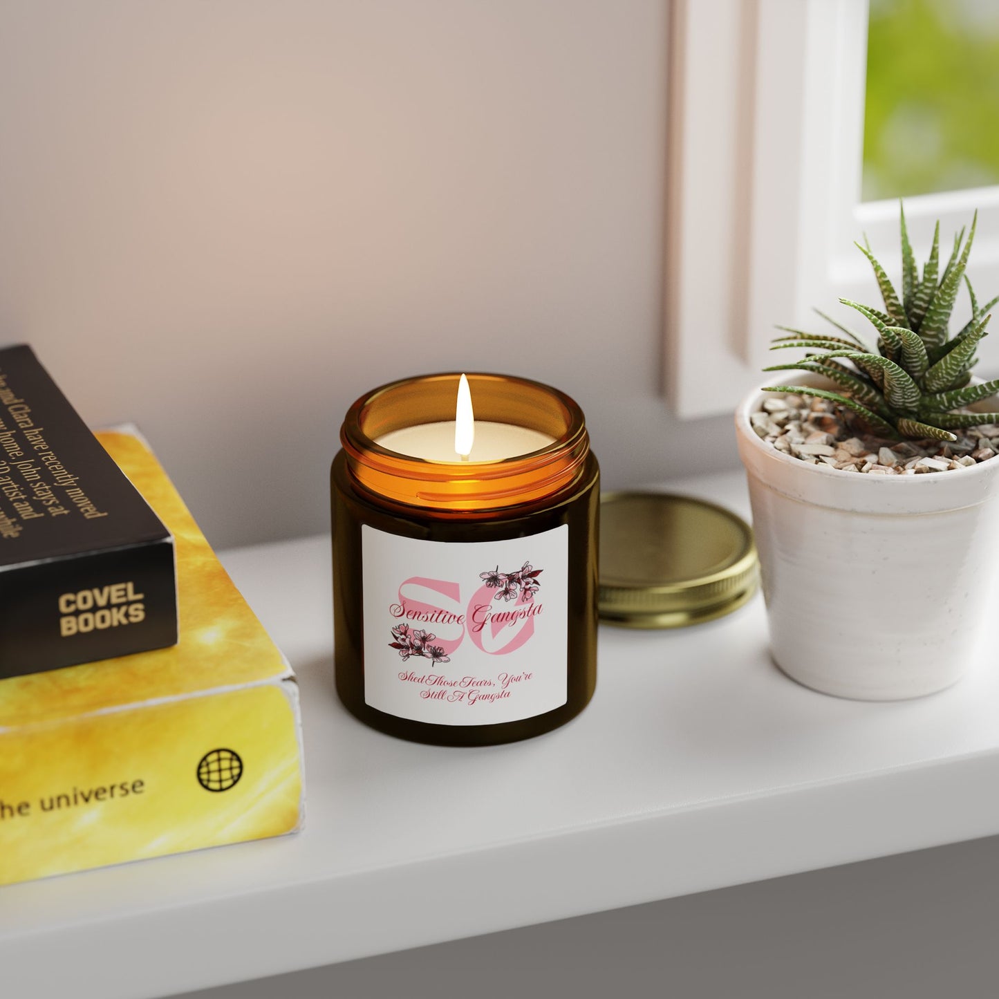Coconut Apricot Scented Candle — 4oz & 9oz Soy Wax Jar (Sensitive Gangsta Label)