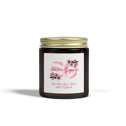 Coconut Apricot Scented Candle — 4oz & 9oz Soy Wax Jar (Sensitive Gangsta Label)