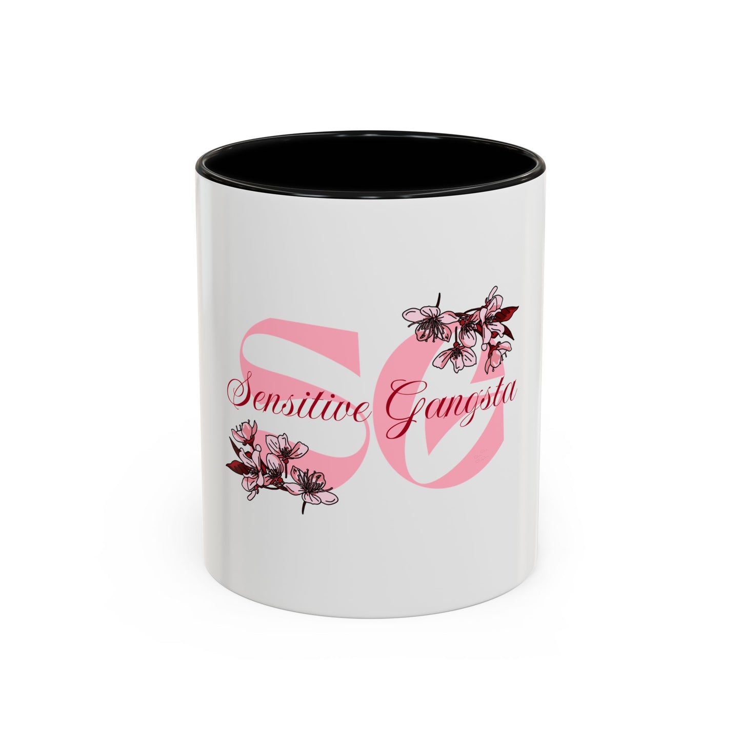 Sensitive Gangsta Pink Floral Accent Coffee Mug — 11/15oz