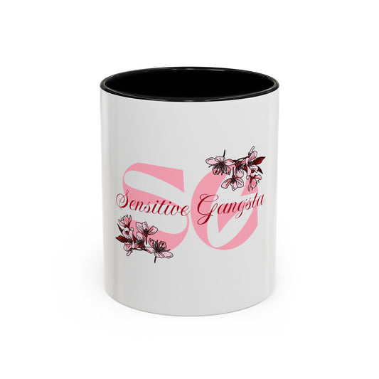 Sensitive Gangsta Pink Floral Accent Coffee Mug — 11/15oz