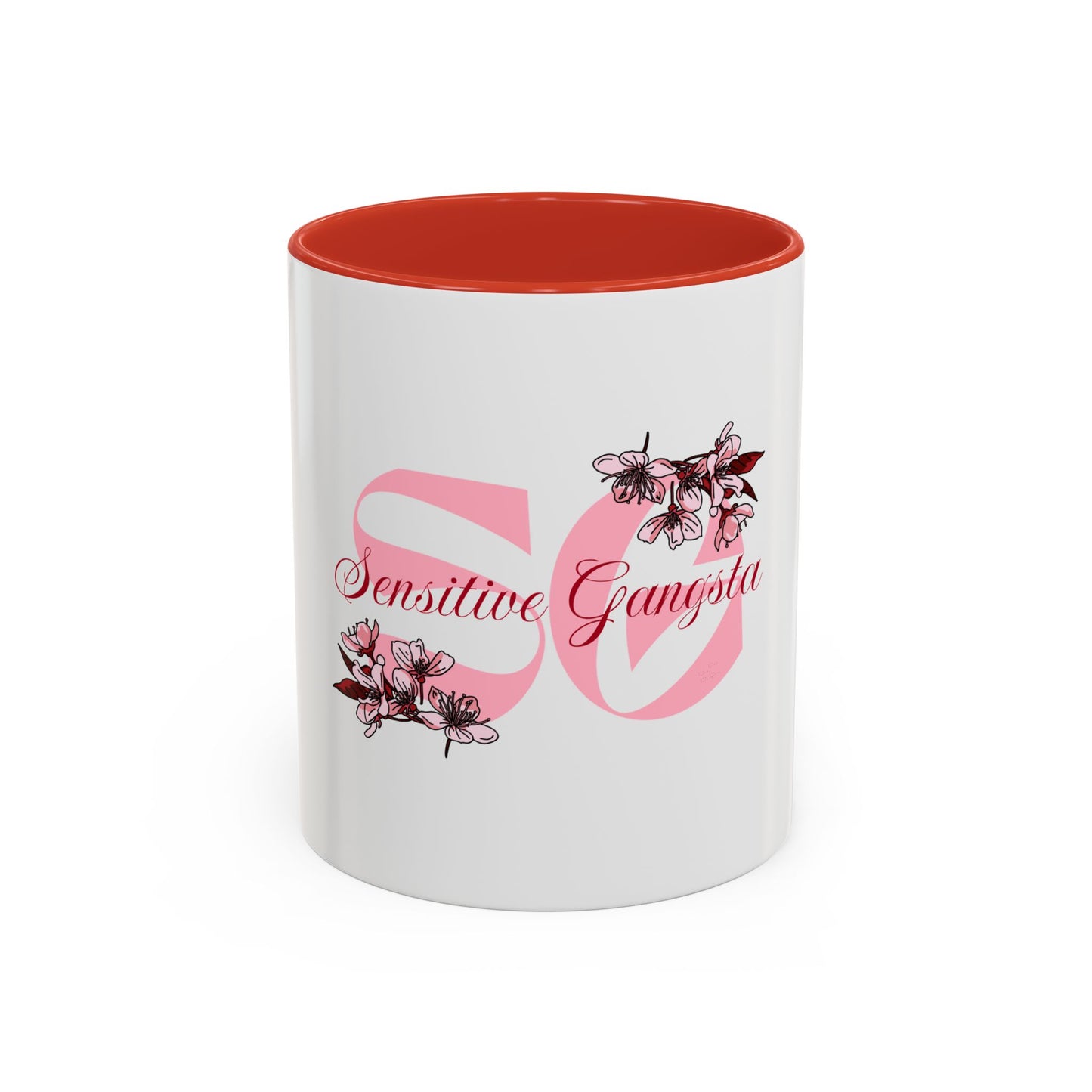 Sensitive Gangsta Pink Floral Accent Coffee Mug — 11/15oz