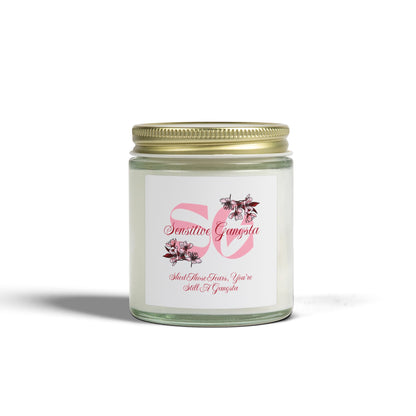 Coconut Apricot Scented Candle — 4oz & 9oz Soy Wax Jar (Sensitive Gangsta Label)