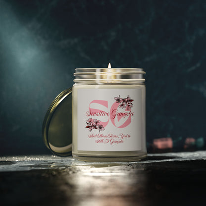 Coconut Apricot Scented Candle — 4oz & 9oz Soy Wax Jar (Sensitive Gangsta Label)