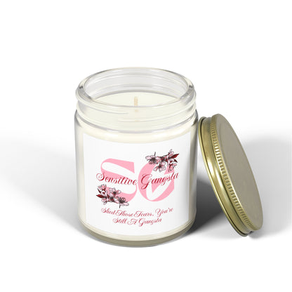 Coconut Apricot Scented Candle — 4oz & 9oz Soy Wax Jar (Sensitive Gangsta Label)
