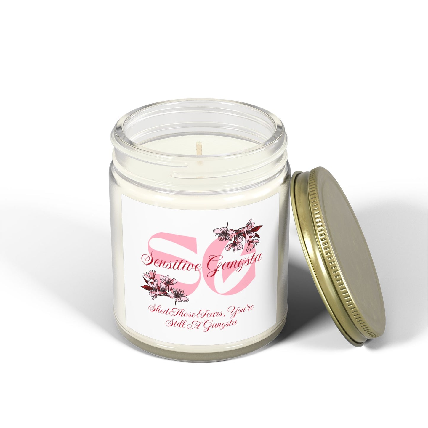 Coconut Apricot Scented Candle — 4oz & 9oz Soy Wax Jar (Sensitive Gangsta Label)