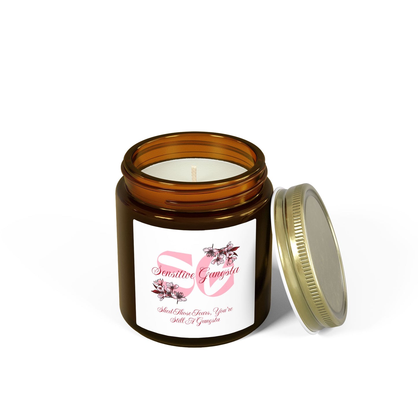 Coconut Apricot Scented Candle — 4oz & 9oz Soy Wax Jar (Sensitive Gangsta Label)