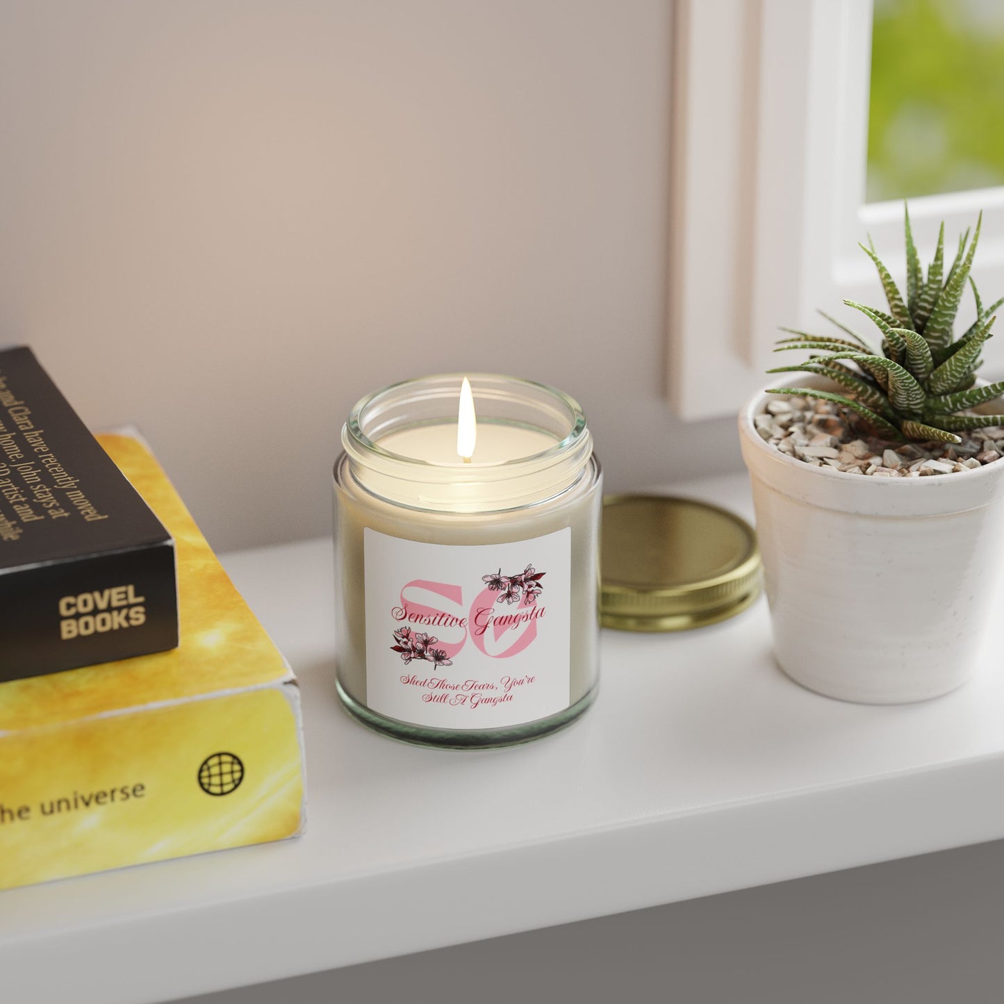 Coconut Apricot Scented Candle — 4oz & 9oz Soy Wax Jar (Sensitive Gangsta Label)