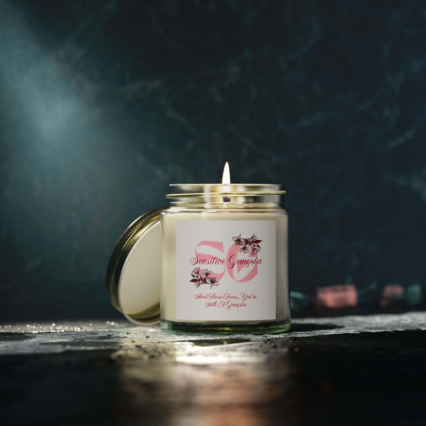 Coconut Apricot Scented Candle — 4oz & 9oz Soy Wax Jar (Sensitive Gangsta Label)